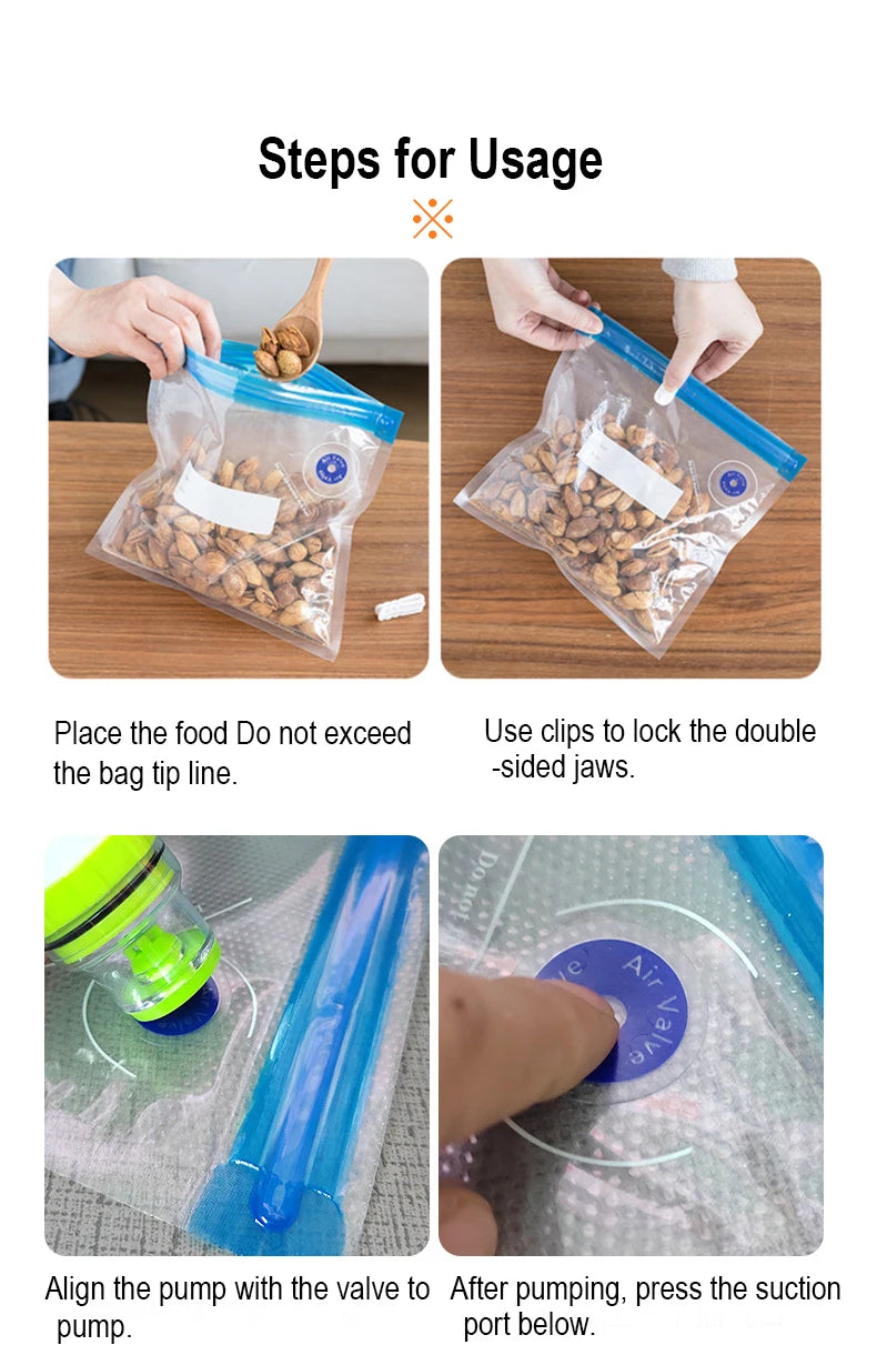 Reusable Vacuum Food Storage Bags for Kitchen - 14
