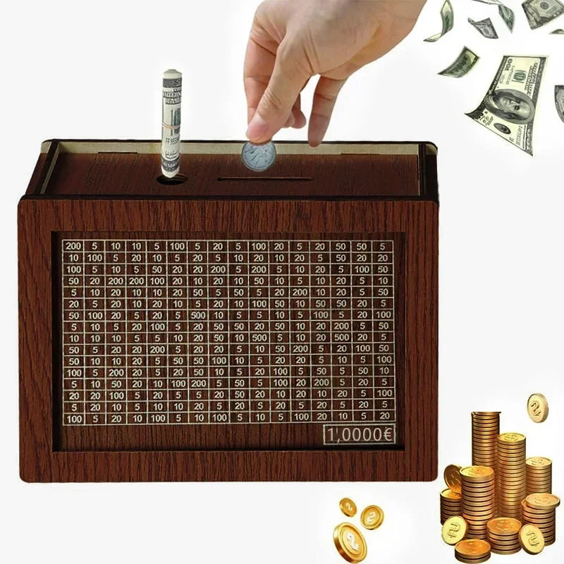 Wooden Money Saving Challenge Box for Cash - 7