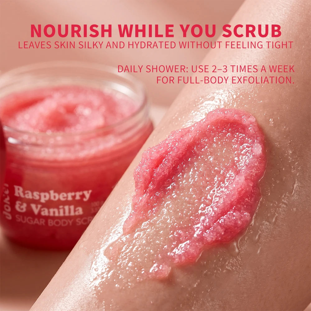 Raspberry Vanilla Sugar Body Scrub for Smooth Glowing Skin - 4