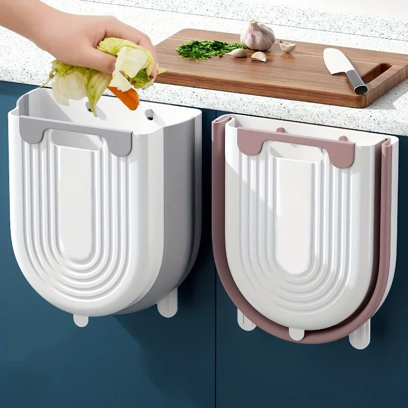 Wall Mounted Folding Trash Can for Kitchen and Bathroom