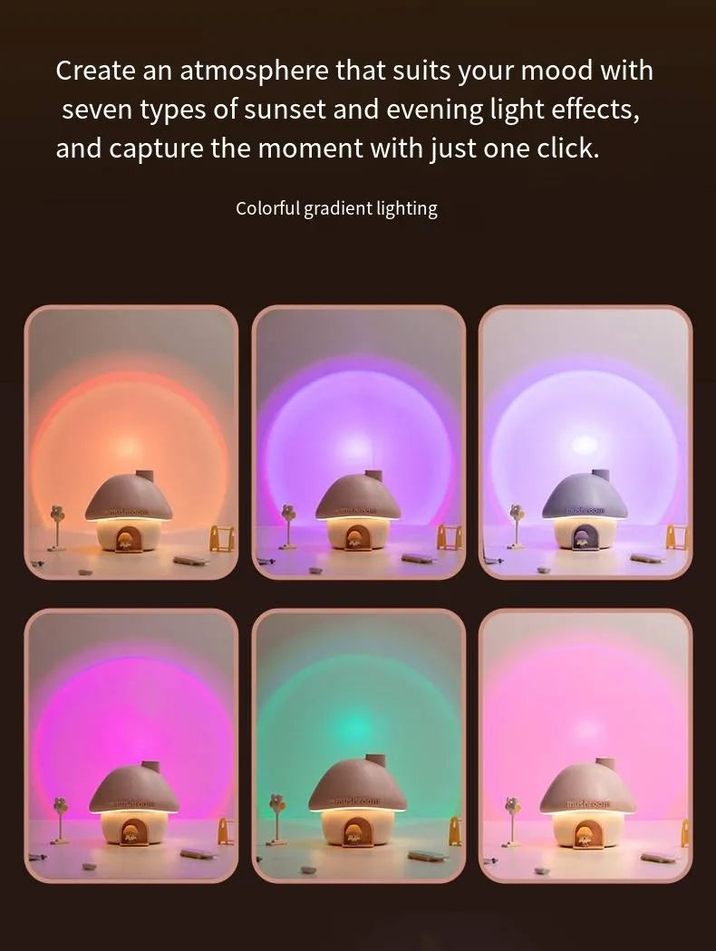 Cute Mushroom House Humidifier with LED Night Light