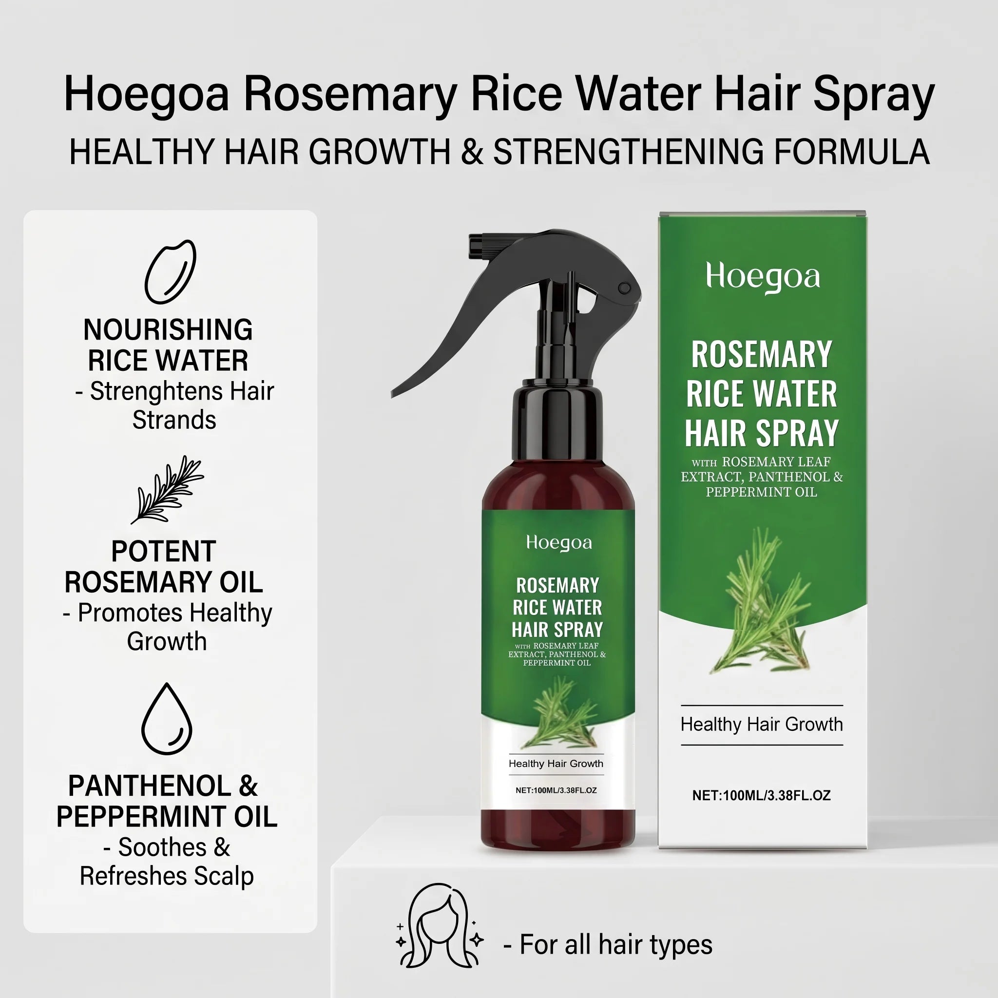 Rosemary Rice Water Hair Spray for Damaged Frizzy Hair - 4