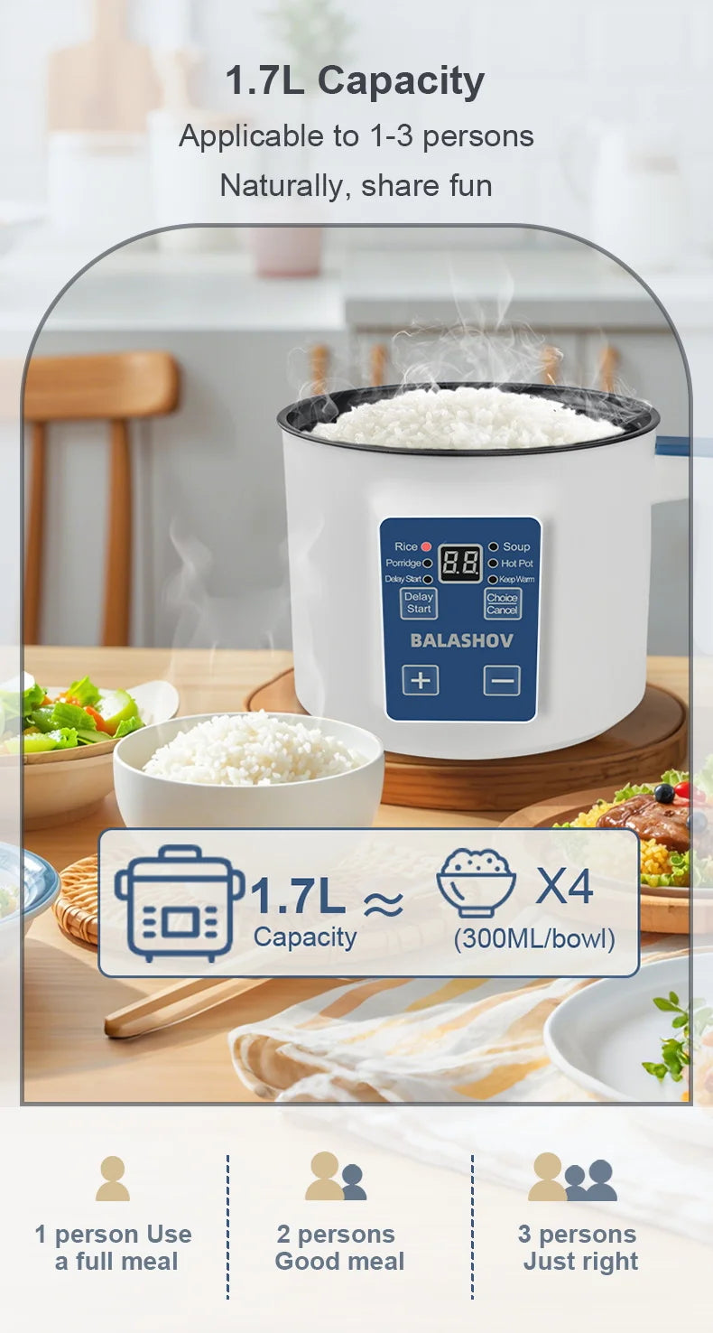 Compact Intelligent Electric Mini Rice Cooker - 10