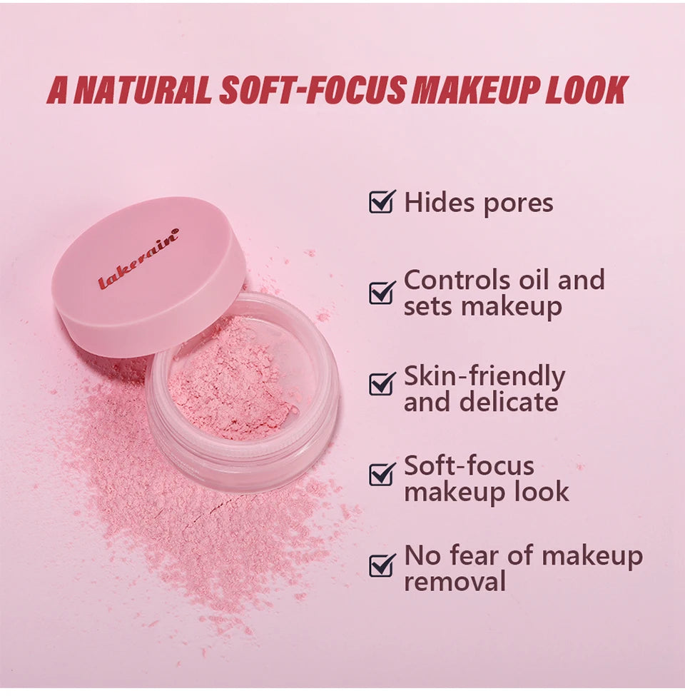 Matte Pink Loose Setting Powder for Oil Control and Pore Blurring