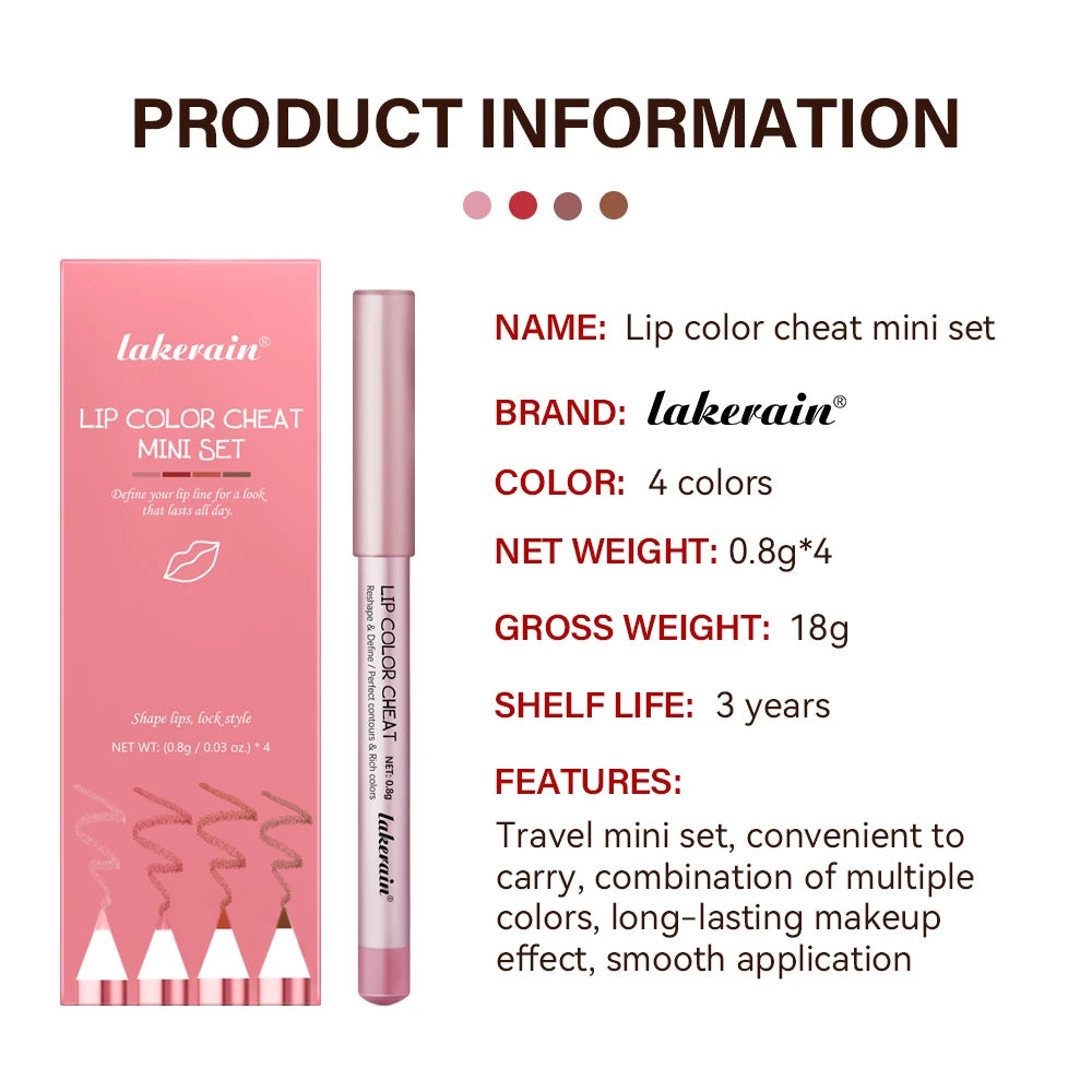 Waterproof Matte Lip Liner Pencil Set for Defined Lips