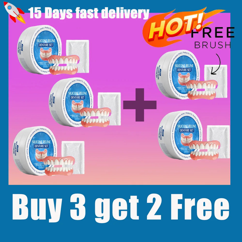 Temporary Silicone Snap-On Denture Set for Smile Whitening