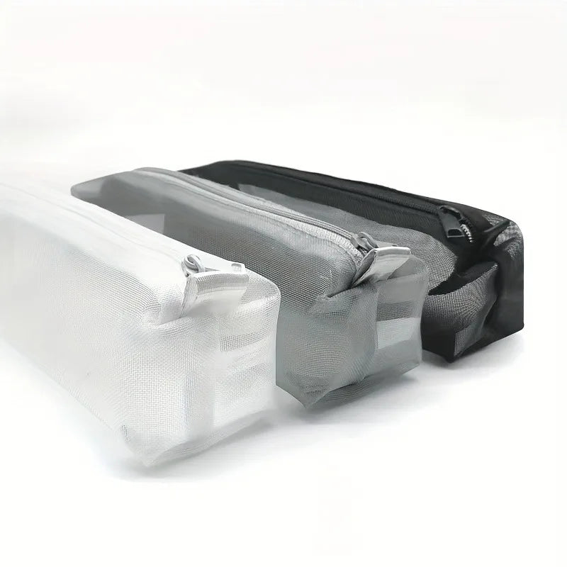 Transparent Mesh Pencil Case Organizer for School and Office