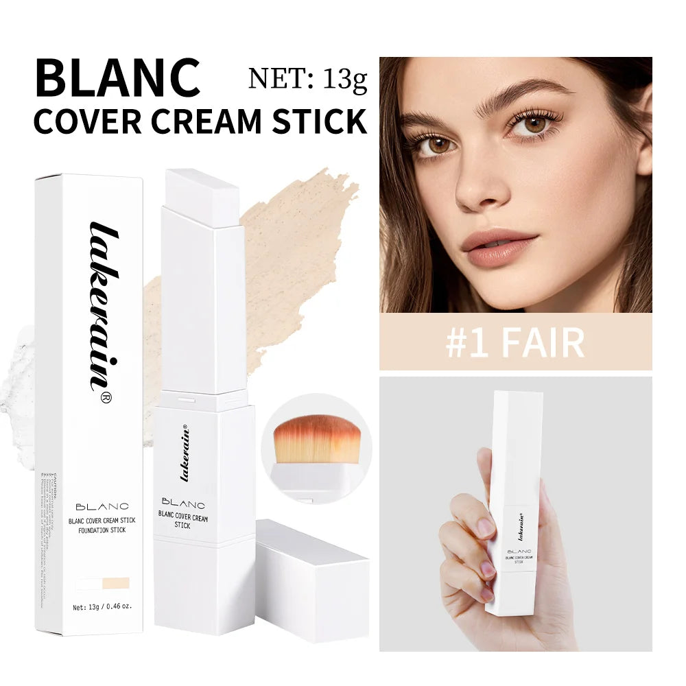 Full Coverage Cream Foundation Stick with Built-in Blending Brush