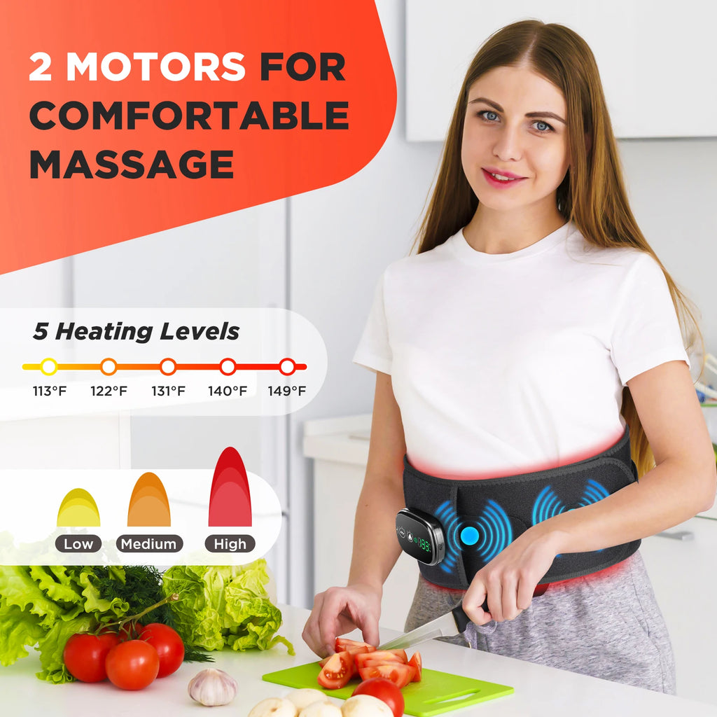 Heated Lower Back Massage Belt with Red Light Therapy