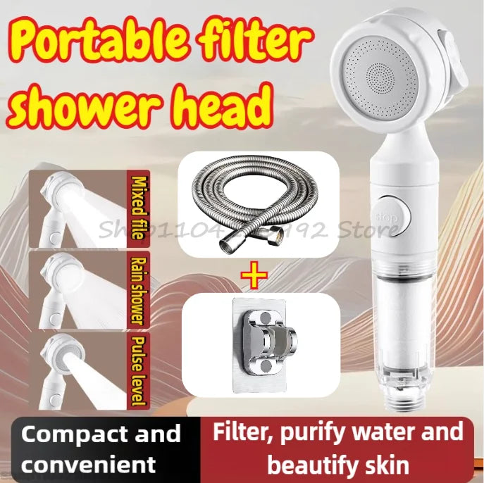 Portable Pressurized Shower Head for Travel and Home