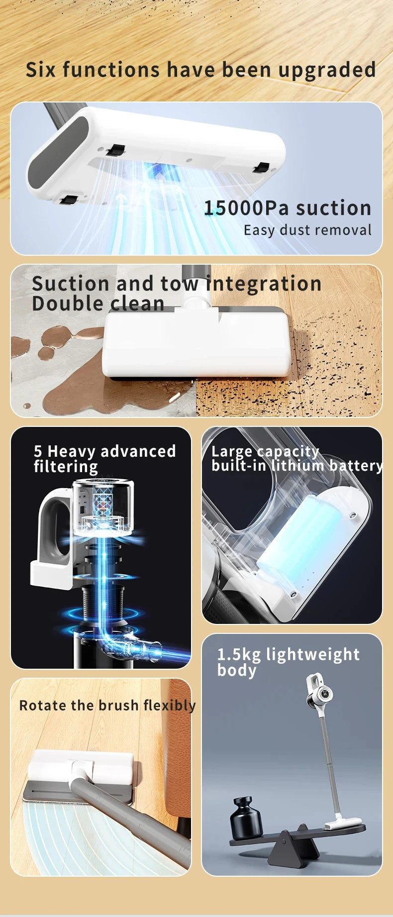 Lightweight Cordless Stick Vacuum for Floors and Carpets - 8