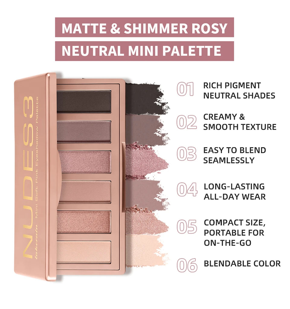 6-Color Soft Pink Neutral Eyeshadow Palette - 9