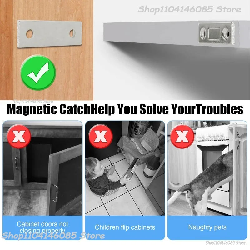 Ultra-Thin Magnetic Cabinet Door Catch Latch