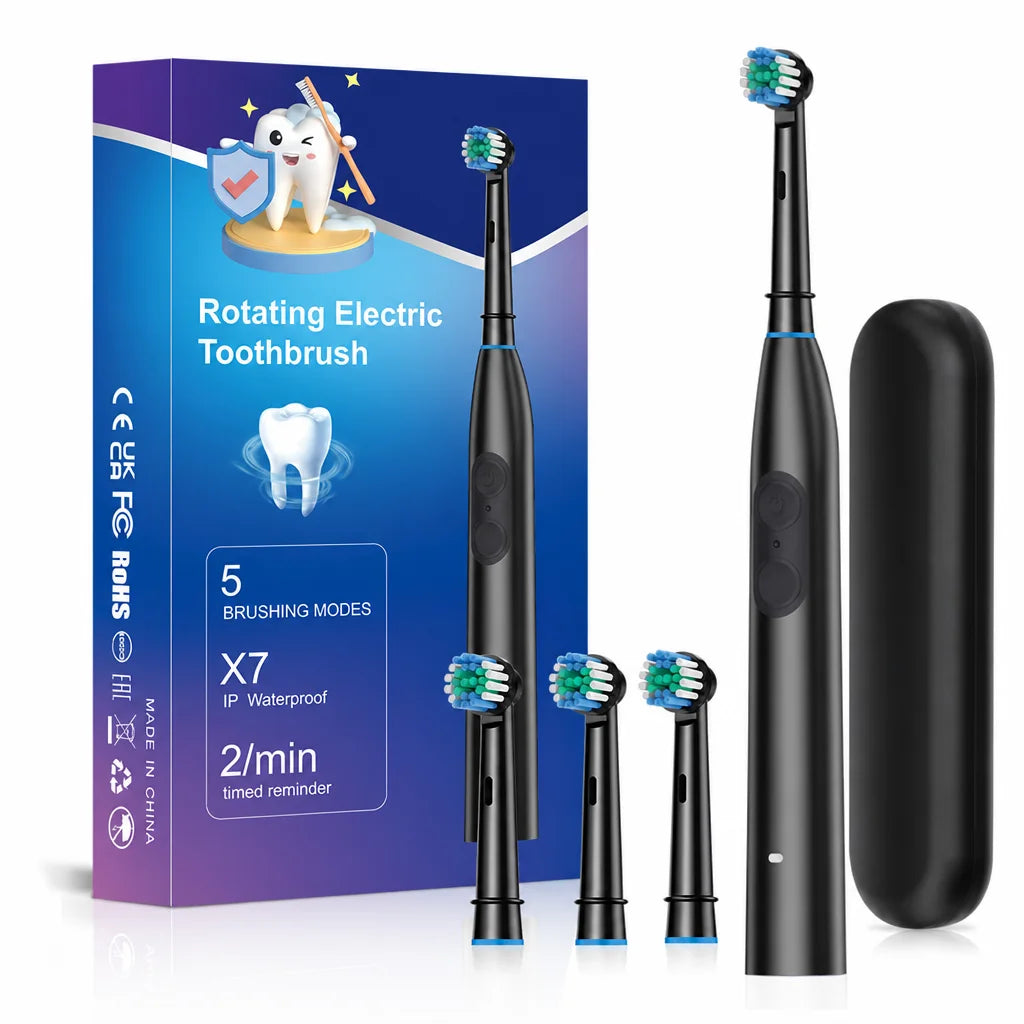 Rechargeable Electric Toothbrush with 5 Modes and 4 Brush Heads