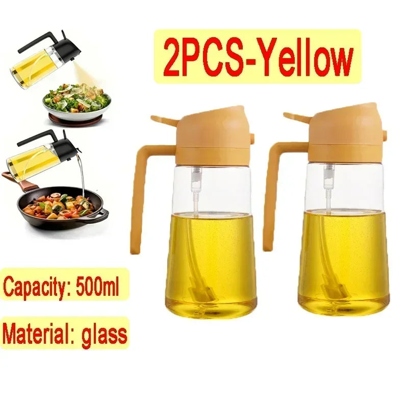 2-in-1 Glass Oil Dispenser and Kitchen Spray Bottle