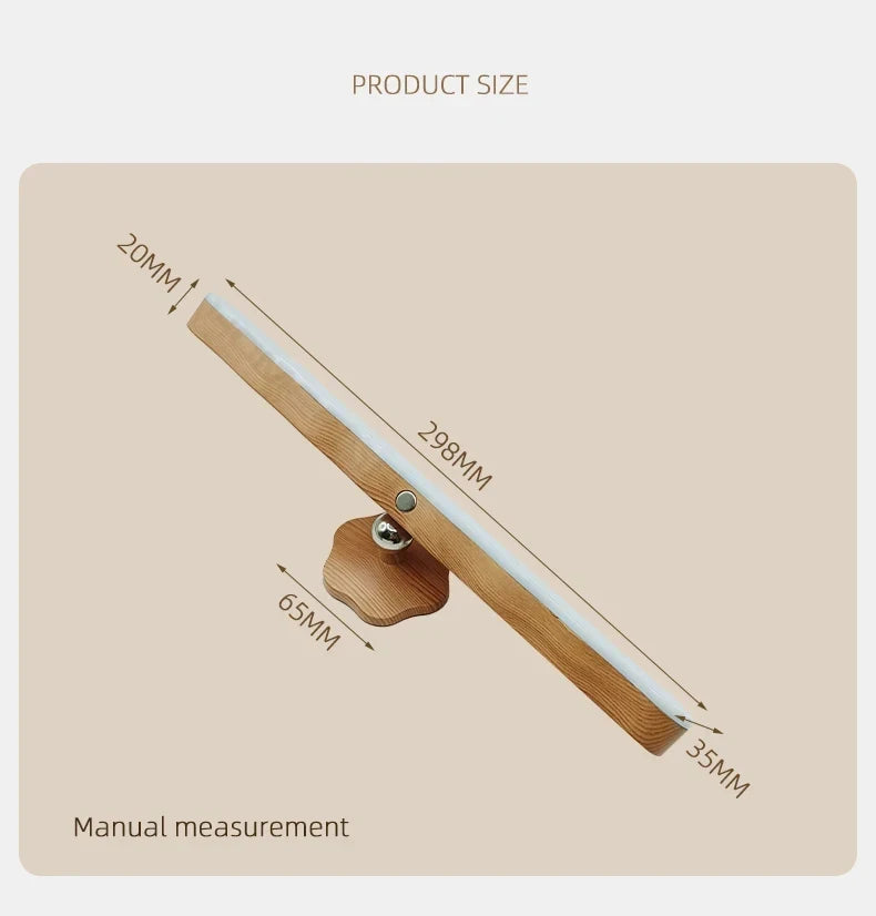 Portable Rechargeable Wooden Magnetic LED Wall Lamp