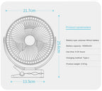 Portable Rechargeable Clip-On Desk Fan with 10000mAh Battery