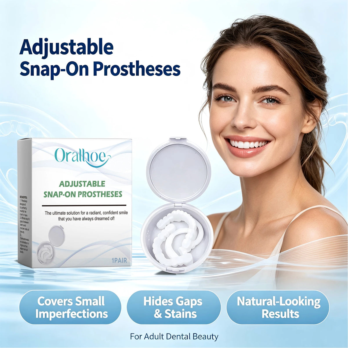 Adjustable Snap-On Dentures for Instant Smile Makeover