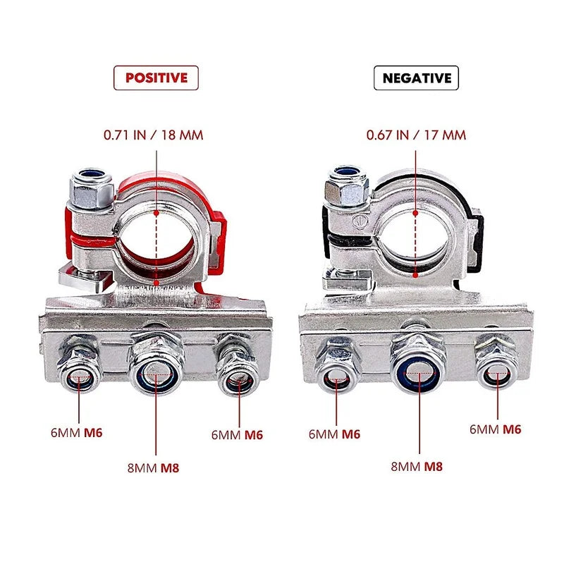 Heavy-Duty Car Battery Terminal Connectors 12V/24V