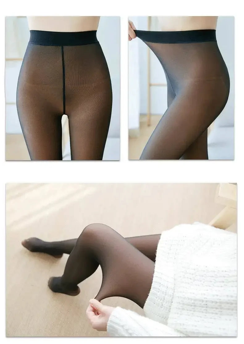 Translucent Fake Skin Thermal Tights for Women