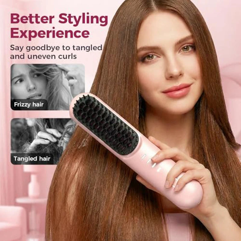 Fast-Heating Cordless Ionic Hair Straightener Brush