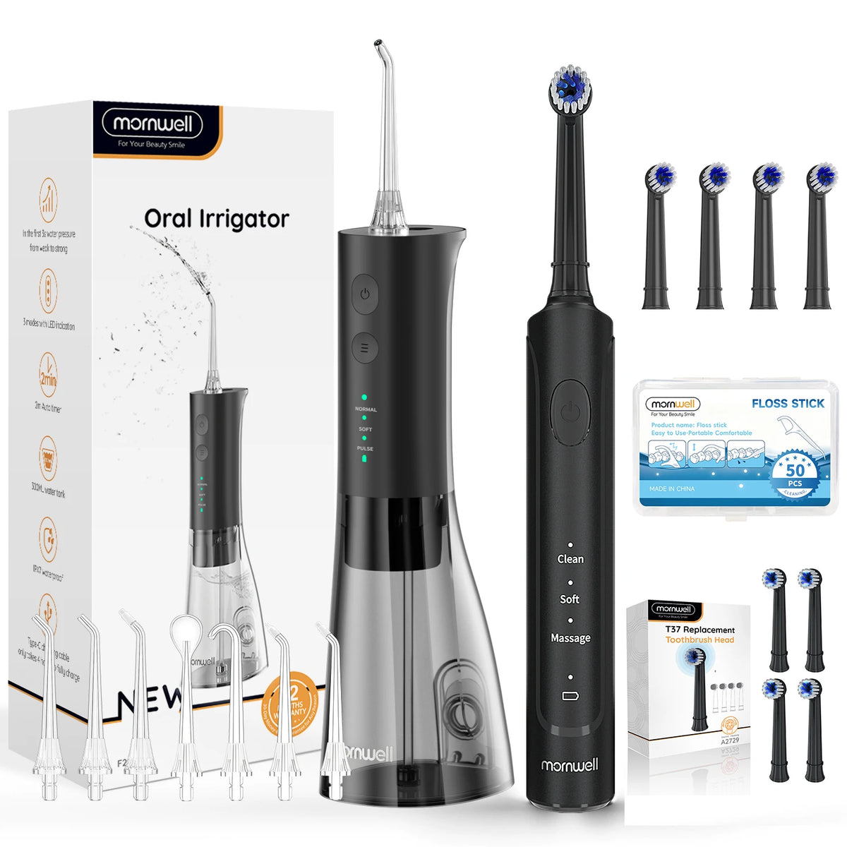 2-in-1 Portable Water Flosser and Electric Toothbrush Kit