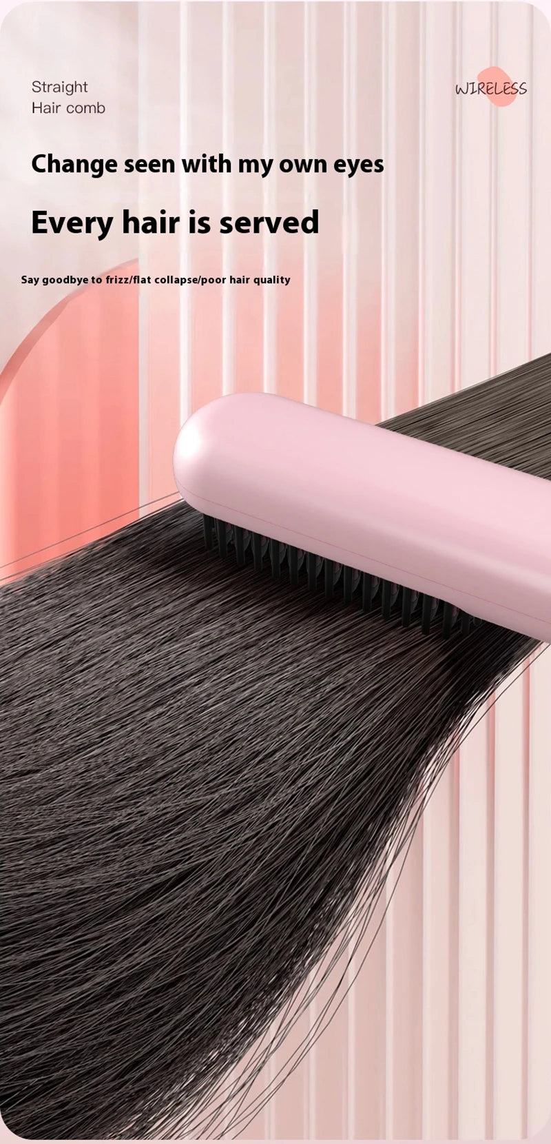 Fast-Heating Cordless Ionic Hair Straightener Brush