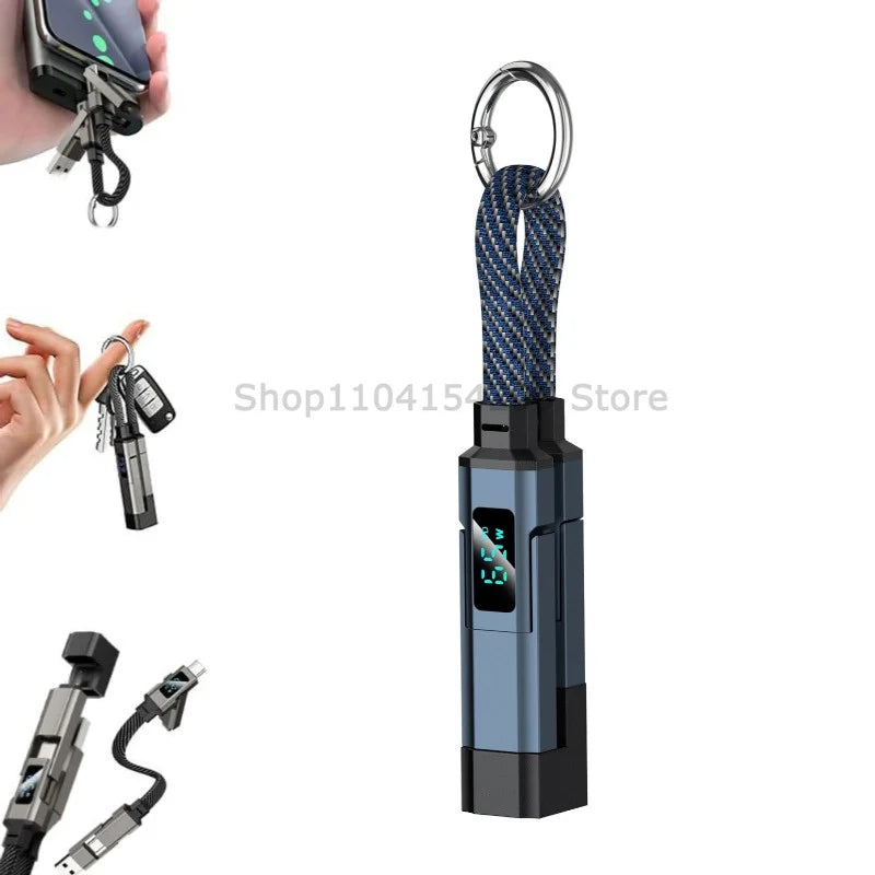 4-in-1 Fast Charging Keychain Cable with Digital Display - 15