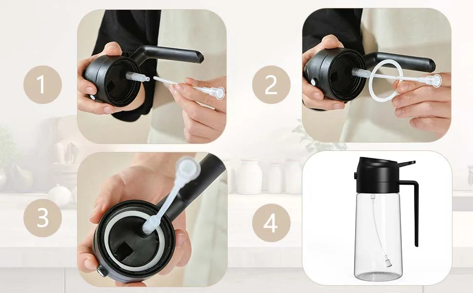 2-in-1 Dual Action Oil Spray and Pour Bottle for Kitchen Cooking - 7
