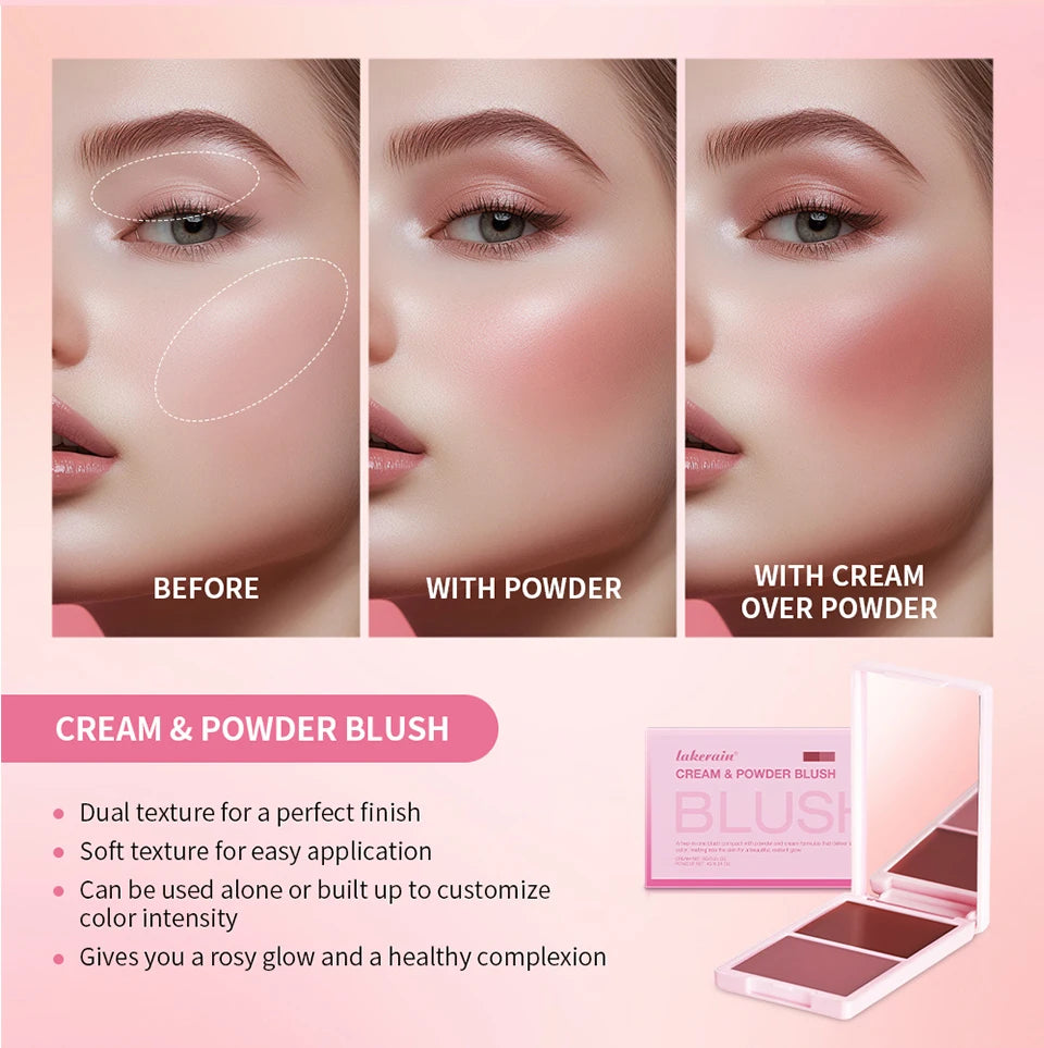 2-in-1 Cream and Powder Blush Palette for Radiant Glow