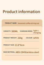 Automatic Magnetic Self-Stirring Coffee Mug with Temperature Display
