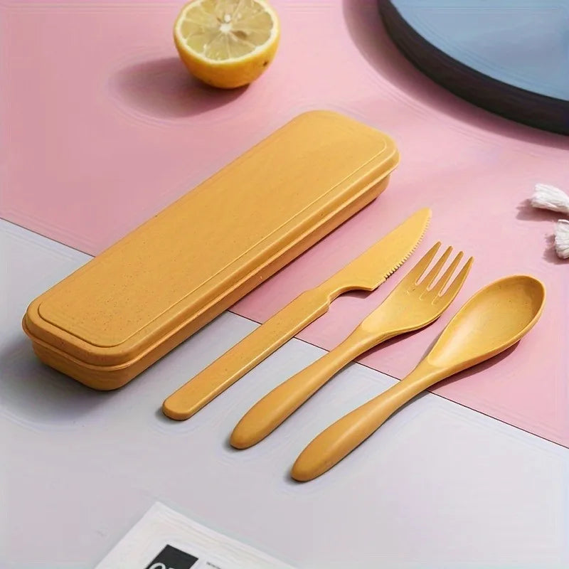 3-in-1 Portable Reusable Travel Cutlery Set with Case