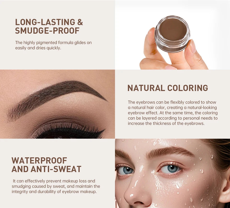 Waterproof Smudge-Proof Eyebrow Pomade Styling Cream - 9
