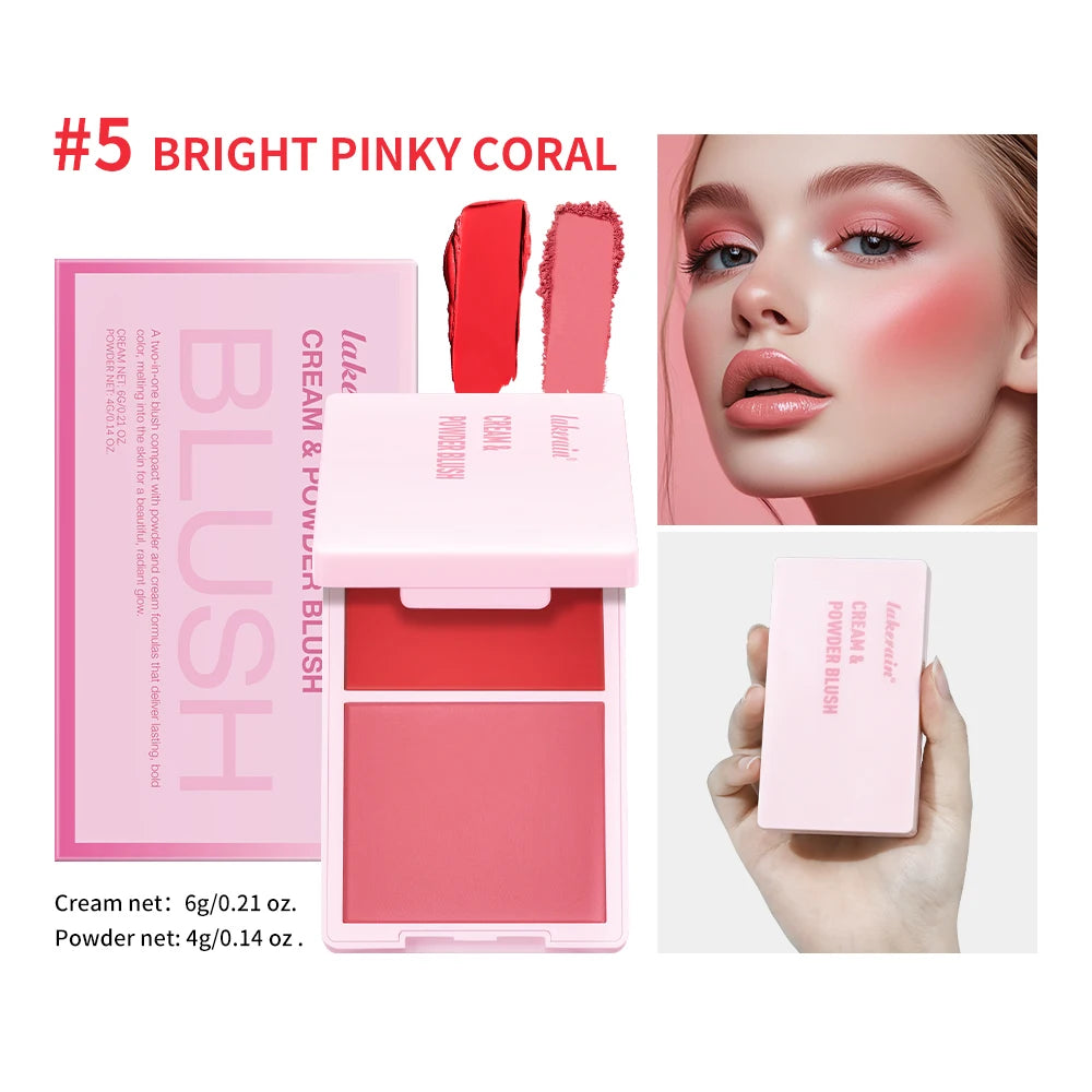 2-in-1 Cream and Powder Blush Palette for Radiant Glow - 24