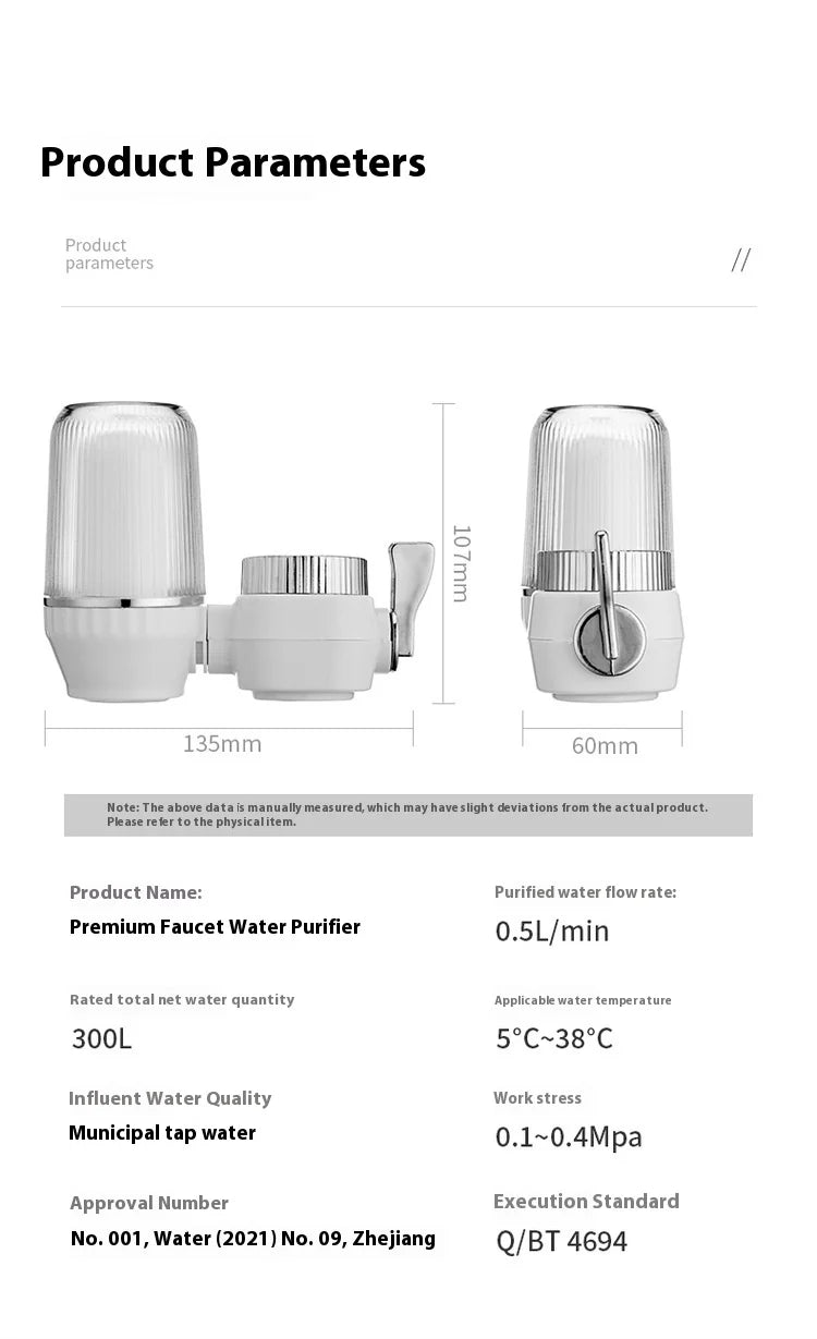 Universal Faucet Mounted Kitchen Water Purifier Filter