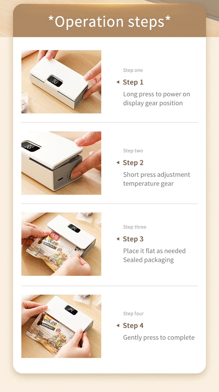 Rechargeable Mini Bag Sealer with Cutter