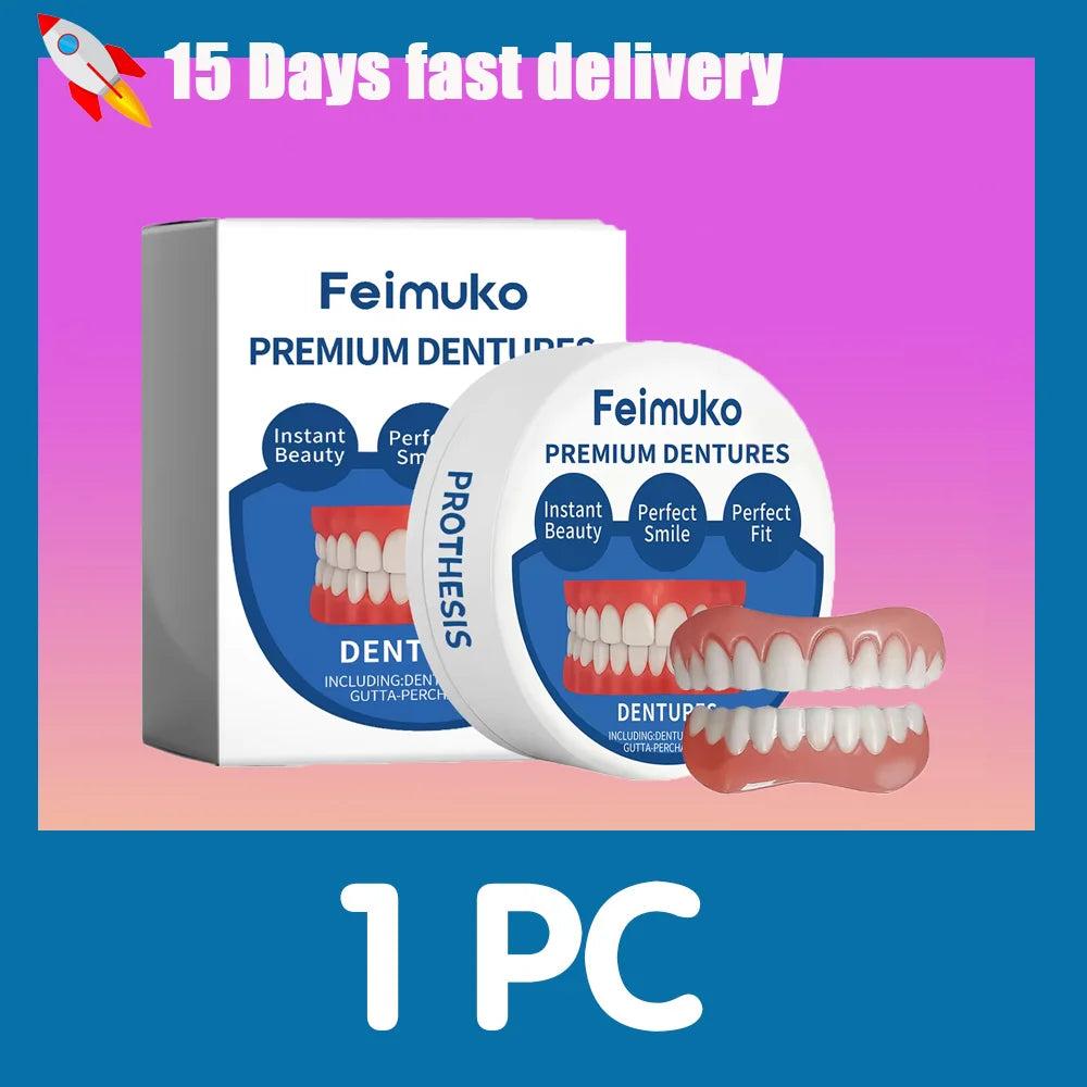 Instant Snap-On Silicone Cosmetic Dentures Set - 7