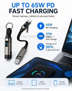 4-in-1 Fast Charging Keychain Cable with Digital Display