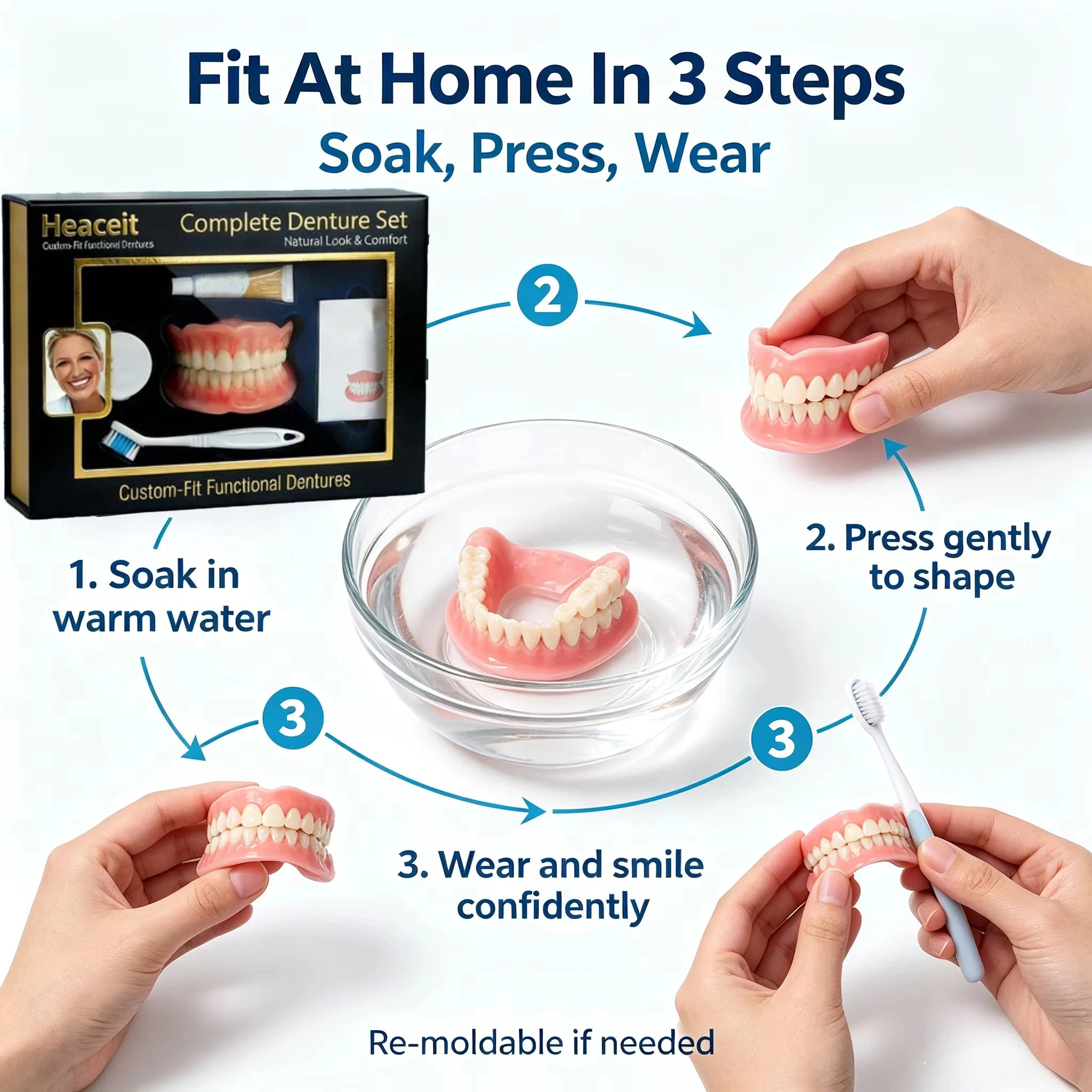 Comfort Fit Silicone Cosmetic Teeth Set - 5