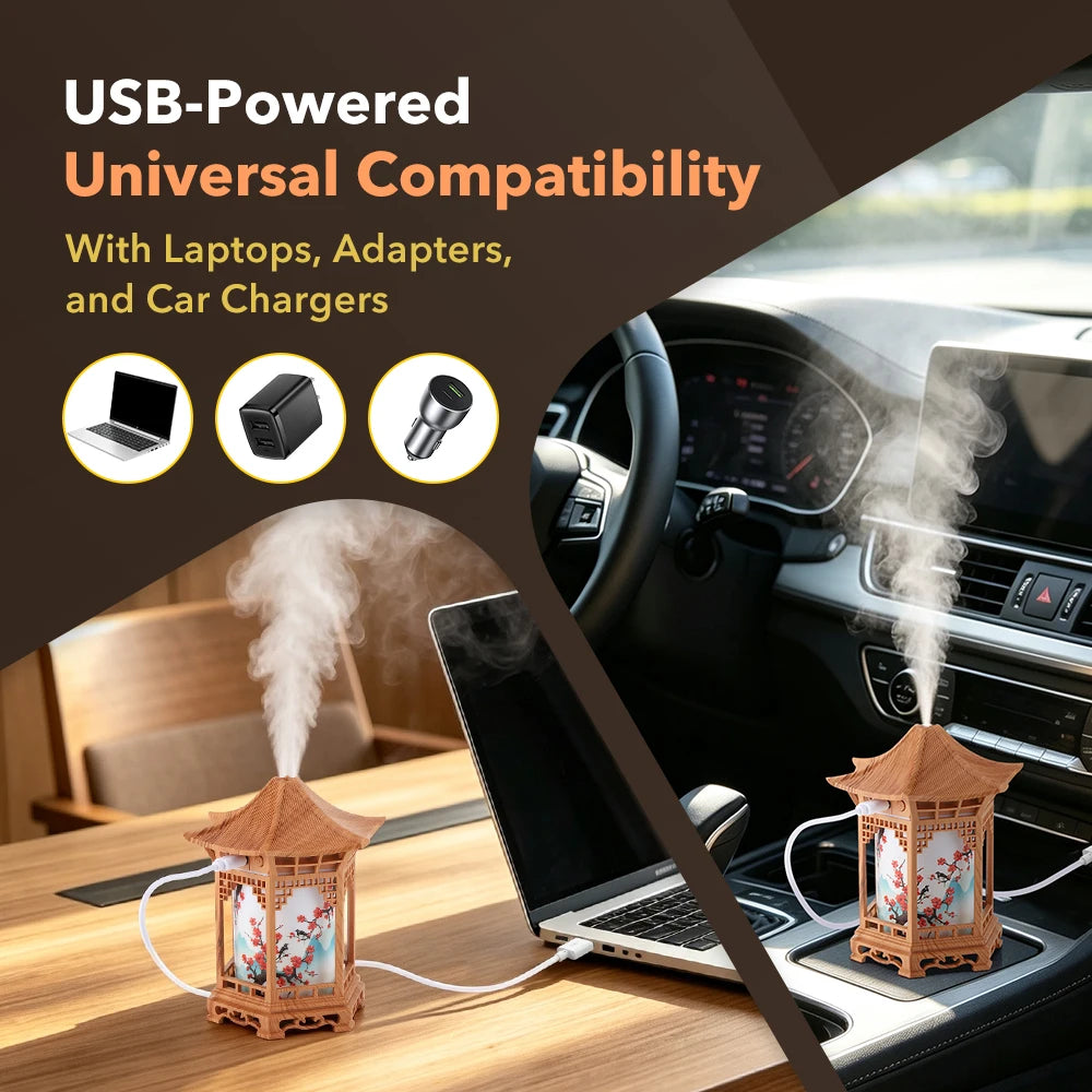 Portable Ultrasonic Pavilion Humidifier with LED Night Light