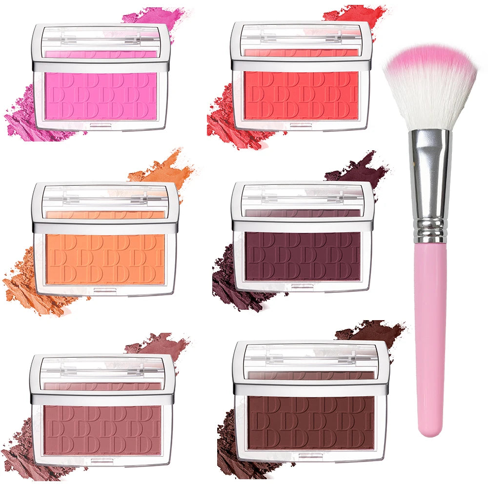 Matte Embossed Blush Palette with Professional Brush - 1