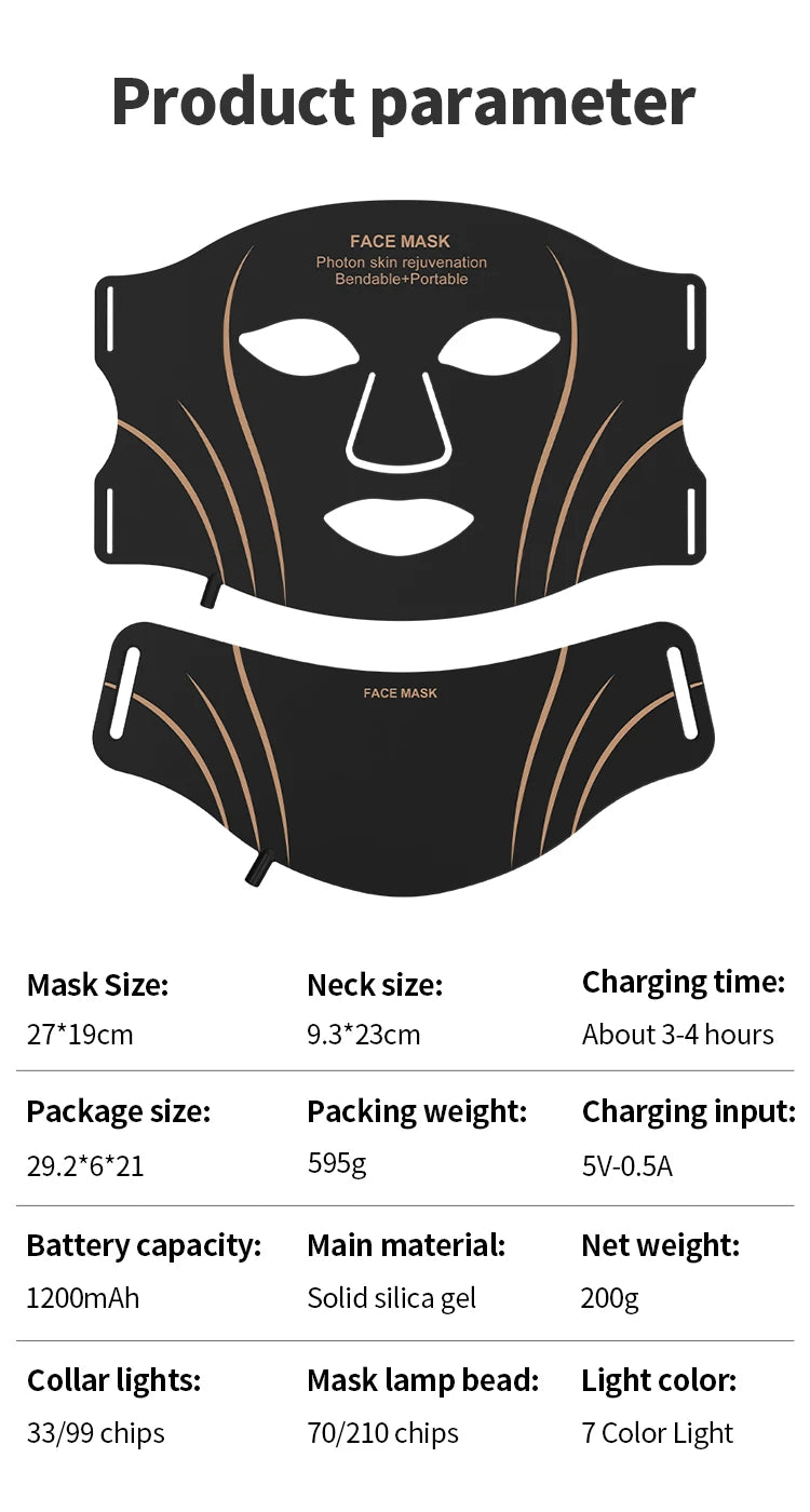 7-Color LED Photon Therapy Face and Neck Mask
