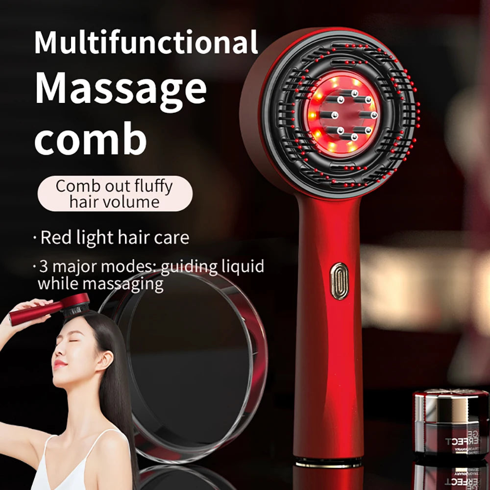 Electric Scalp Vibration Massage Comb with Red Light Therapy