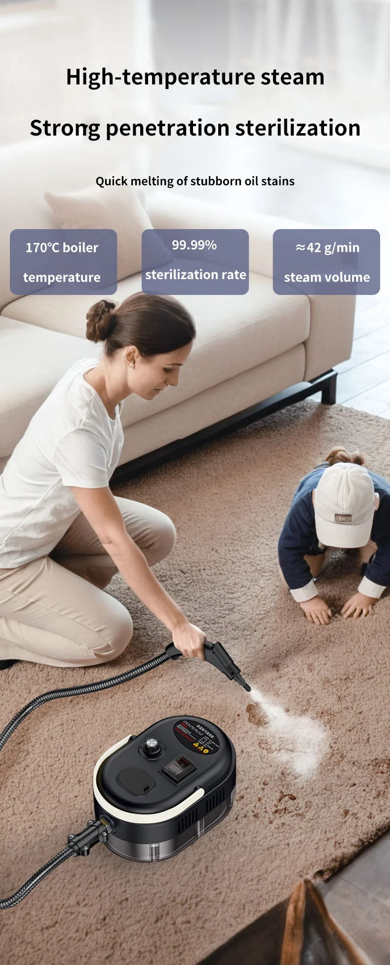 High-Pressure Handheld Steam Cleaner for Home and Kitchen - 10