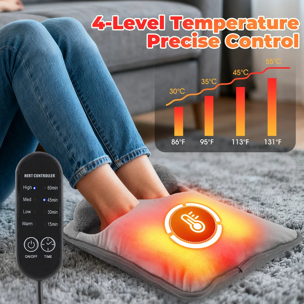 USB Heated Foot Warmer with Adjustable Temperature and Timer
