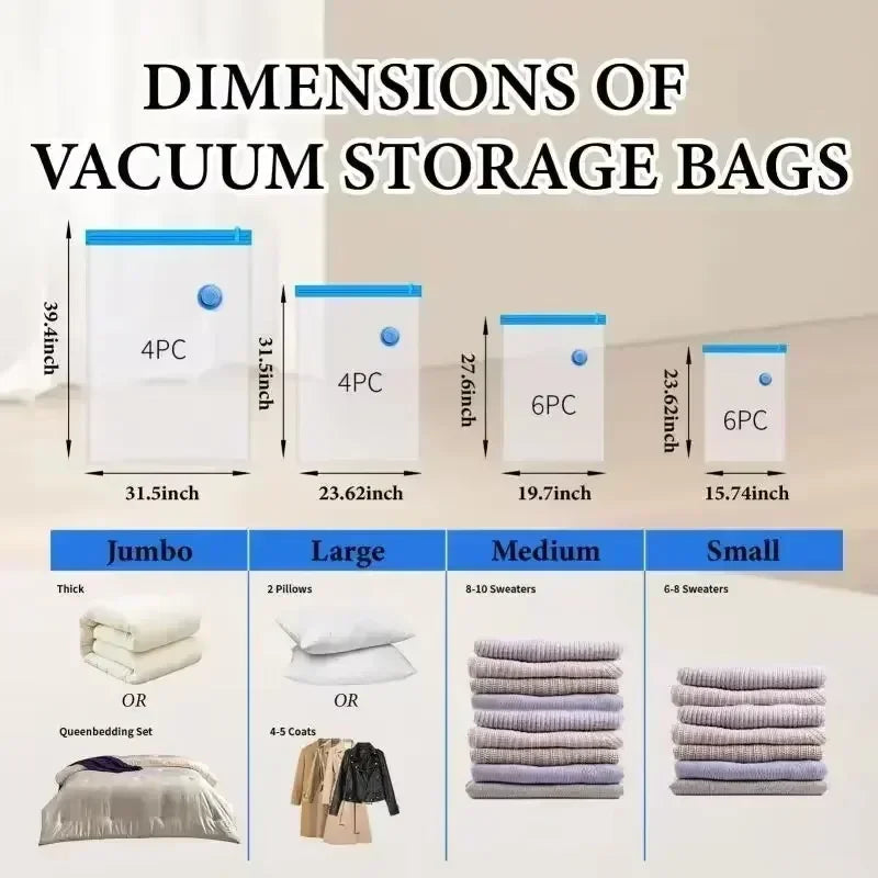 Vacuum Compression Storage Bags for Clothes and Bedding - 6