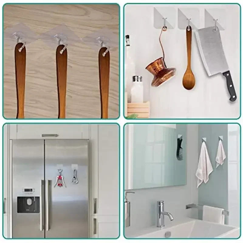Transparent Self-Adhesive Rotating Wall Hooks for Home Organization - 11