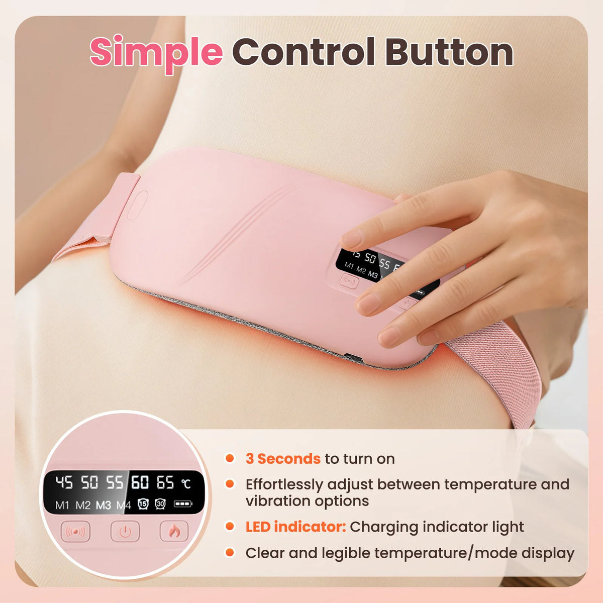 Cordless Menstrual Heating Pad with Vibration Massage
