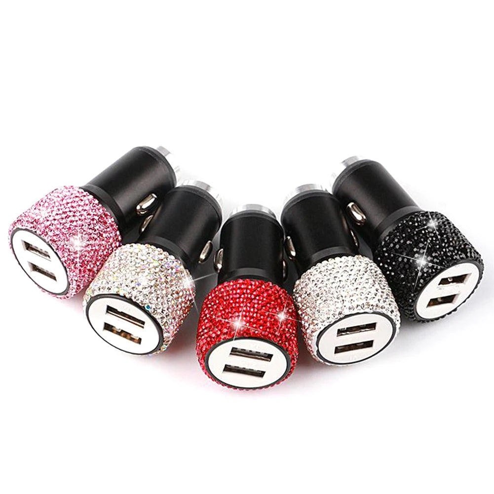 Dual Port Rhinestone USB Car Charger