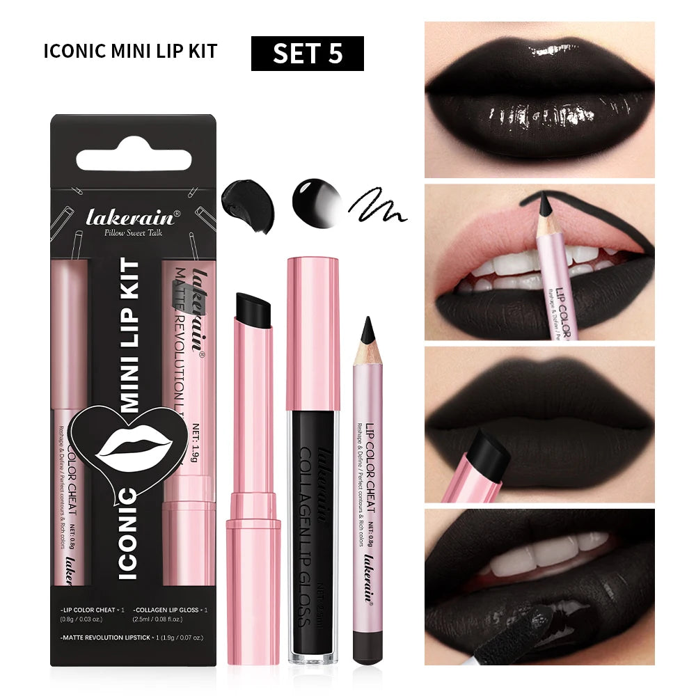 3-in-1 Waterproof Lip Liner, Lipstick, and Gloss Makeup Kit - 20